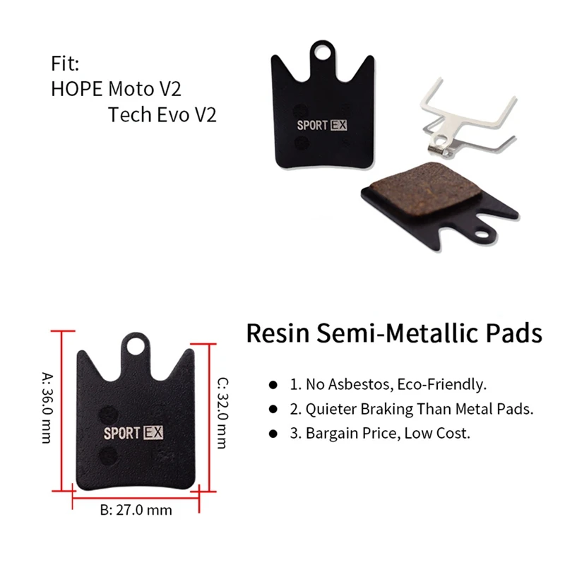 4 пары велосипедных дисковых тормозных колодок для суппортов Hope HOPE Moto V2 Tech Evo Sport EX