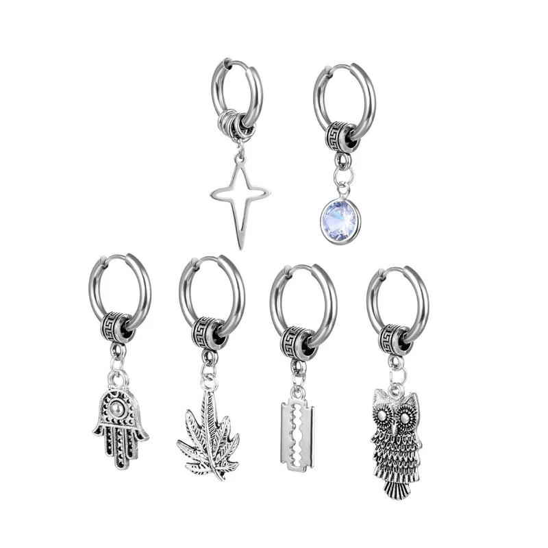 Уличные серьги-кольца в стиле хип-хоп из нержавеющей стали винтажные серебряные