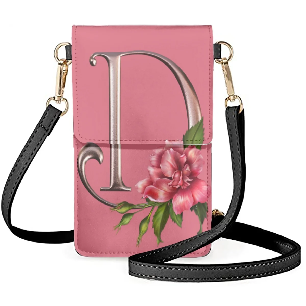 

FORUDESIGNS China Roses Mobile Phones Handbags Women's Artistic Flower Arranging Mobile Phone Bag PU Leather Shoulder Pouch