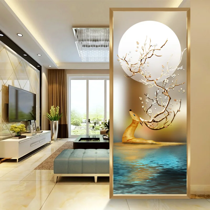 

Nordic light luxury simple screen partition glass living room translucent home modern art decoration entrance bedroom porch