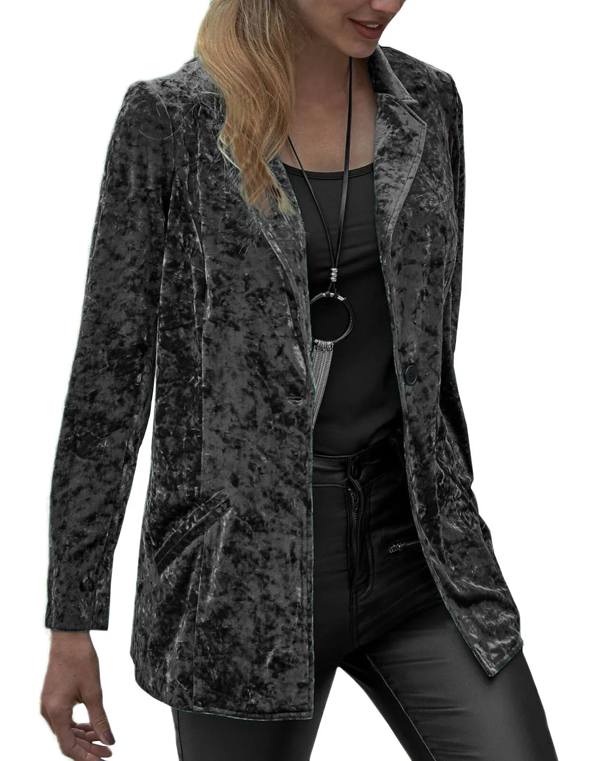 Blazer for Woman Spring and Autumn 2022 New Women's One Grain Button Casual Velvet Blazer Women Jacket