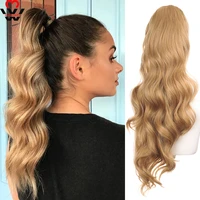 manwei synthetic long wavy drawstring ponytail wig 23inch clip in hairpiece easy to wear for women