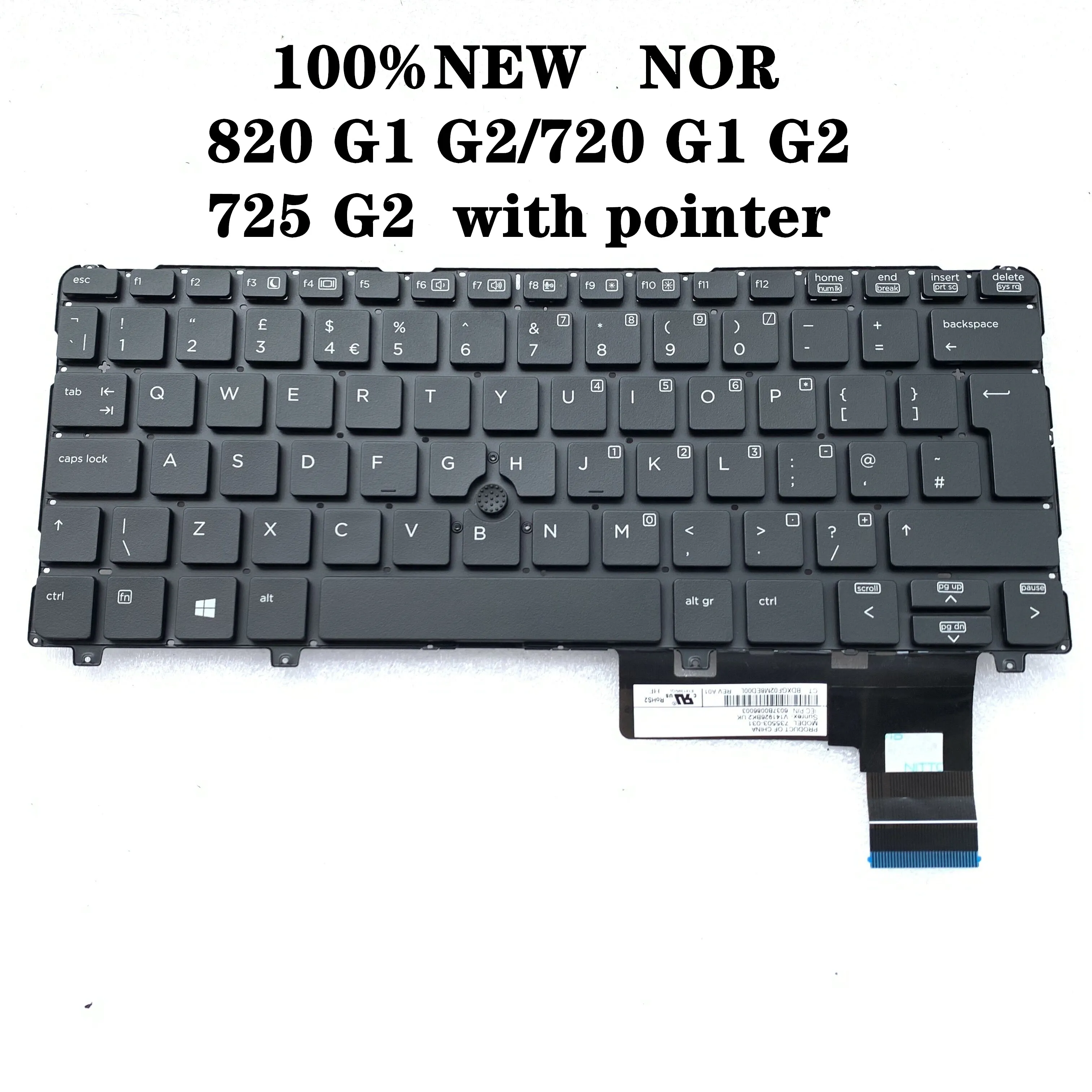 

NEW NOR laptop keyboard FOR HP EliteBook 820 G1 820 G2 720 G1 720 G2 725 G2 with pointer no frame V141926BK2 735503-091