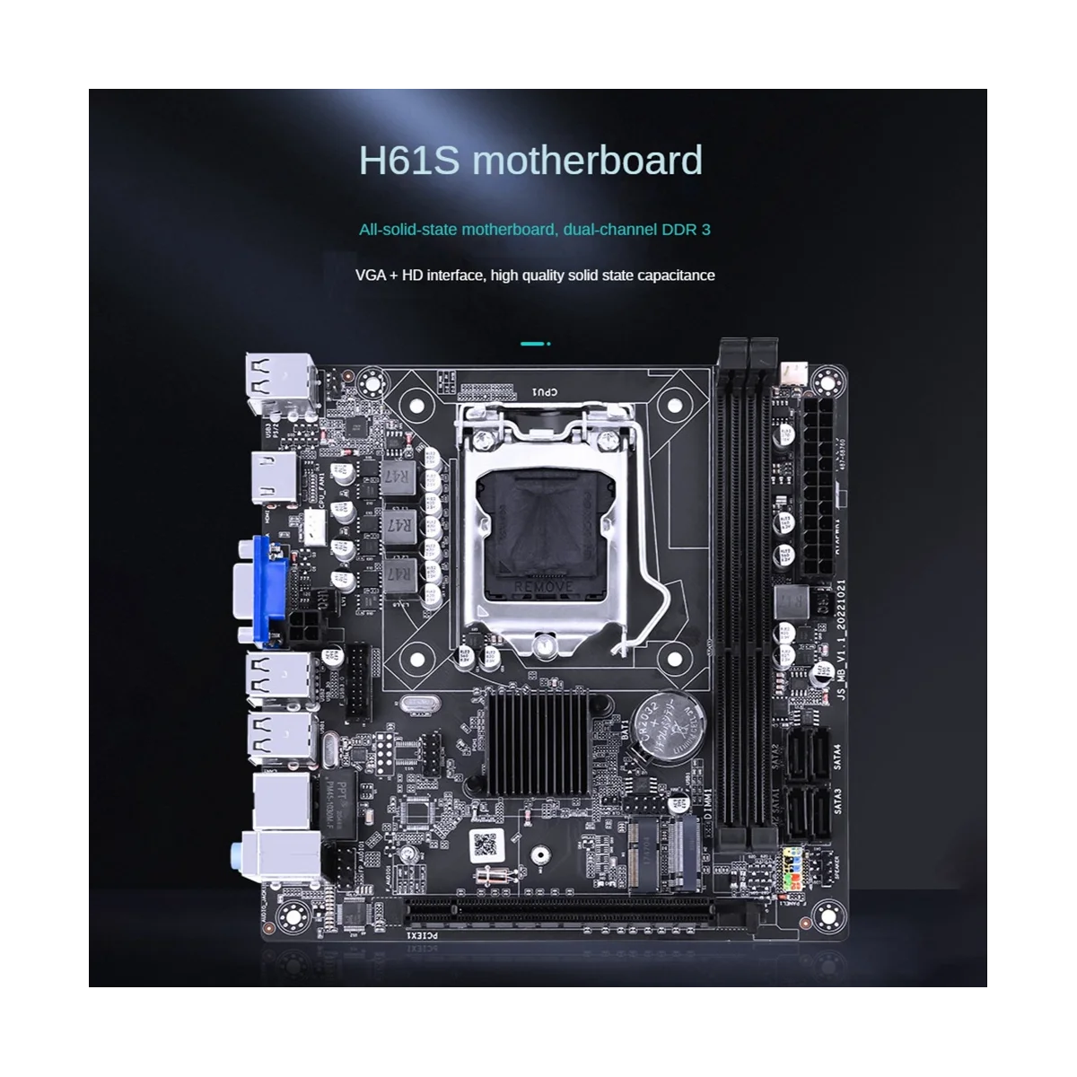 

H61S(H61) Motherboard+I3 2120 CPU+2X4G DDR3 1600Mhz RAM Kit LGA1155 2XDDR3 Slot USB2.0 SATA2.0 NVME M.2 Port Motherboard