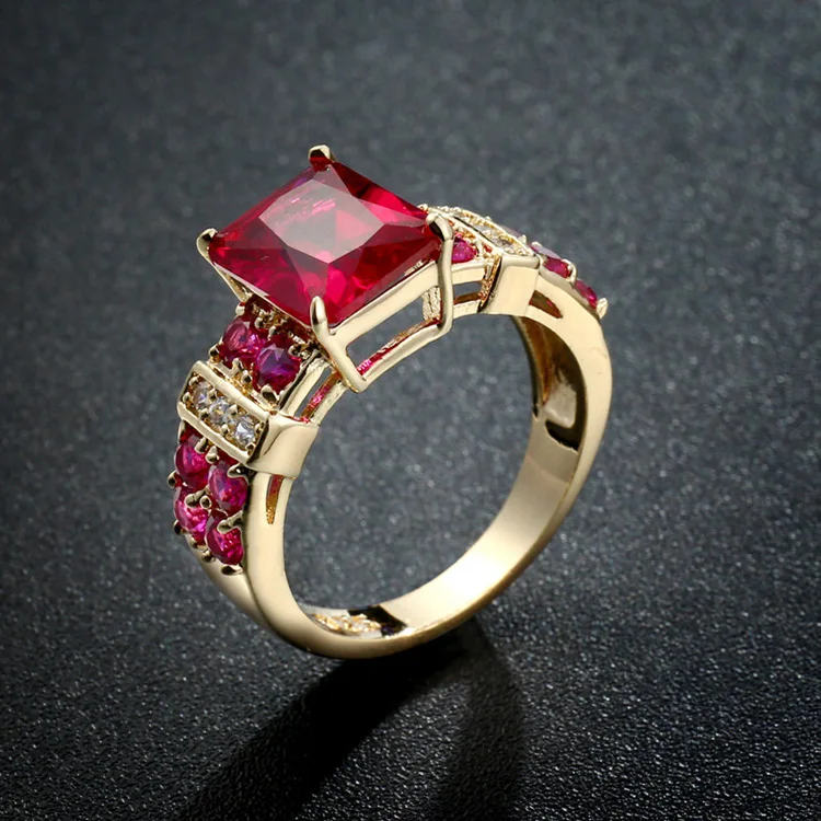 

Luxury 4 Colors Trendy Square Zircon Crystal Rings for Women Finger Engagement Party Fashion Jewelry Whole Sale