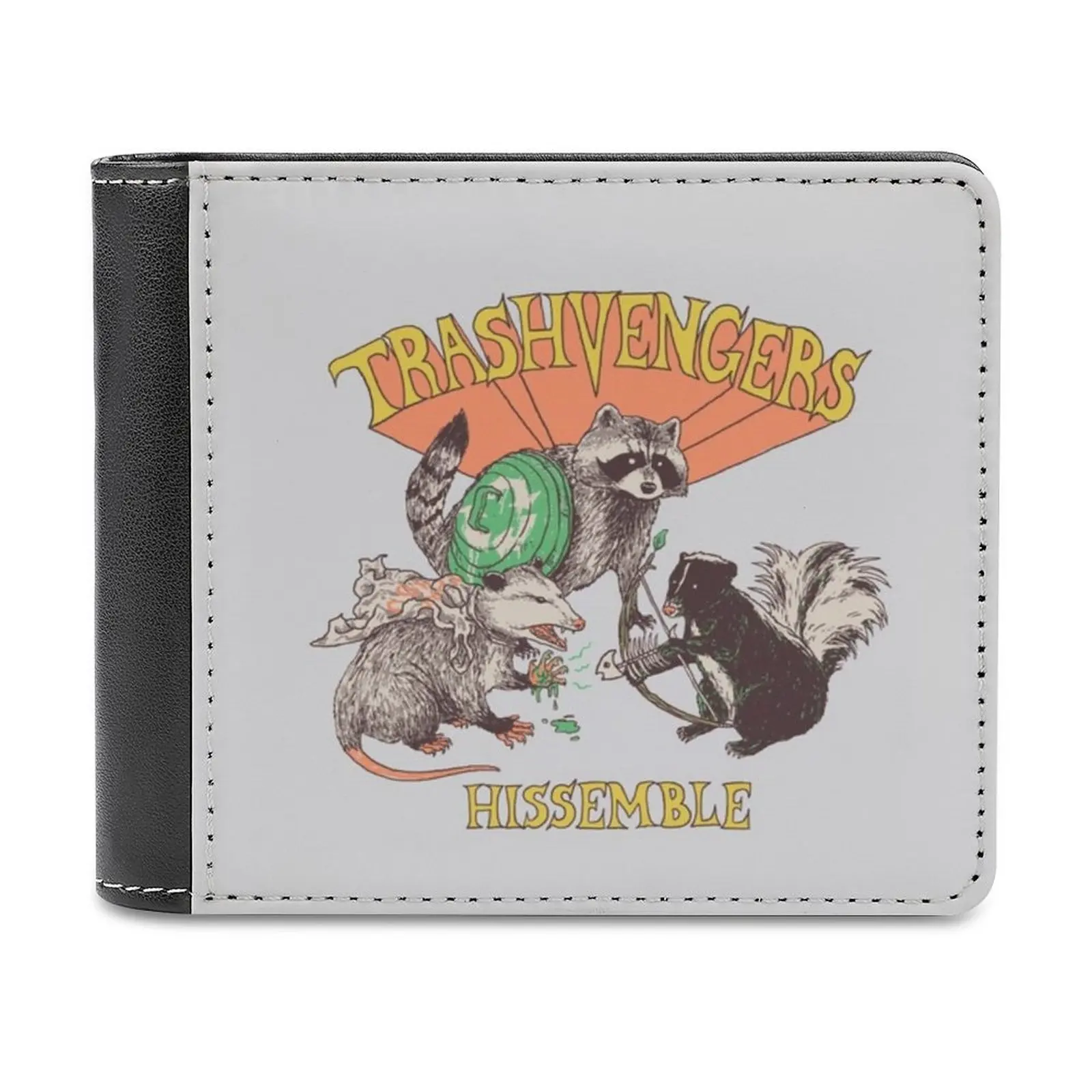 

Trashvengers Leather Wallet Men Classic Black Purse Credit Card Holder Fashion Men's Wallet Raccoon Trashpanda Opossum Possum