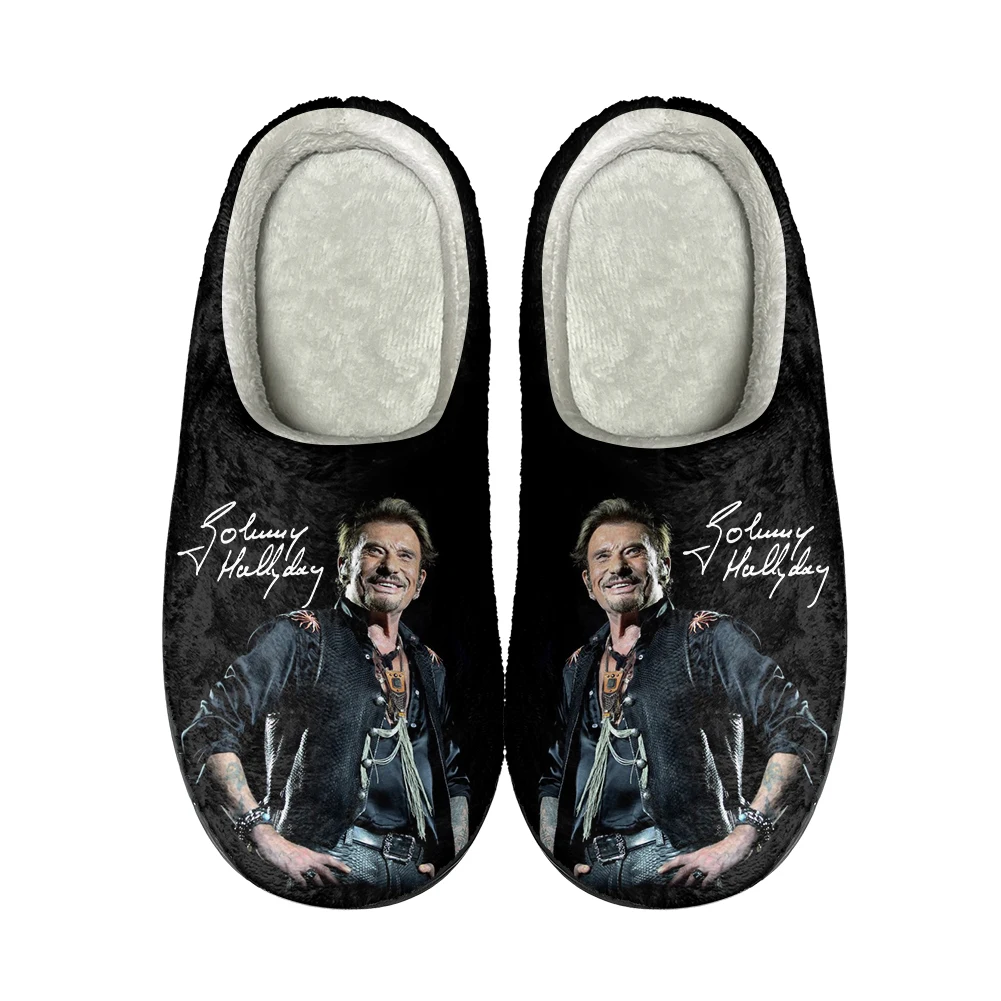 

Johnny Hallyday Rock Star Home Cotton Custom Slippers High Quality Unisex Plush Fashion Casual Keep Warm Shoes Thermal Slipper