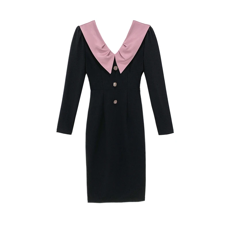 Женское платье новинка 2024 офисные женские винтажные Лоскутные однотонные платья