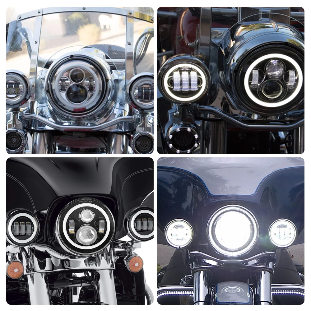 Мотоциклетный 7-дюймовый светодиодный налобный фонарь DRL лампа с 4 5 дюймовым