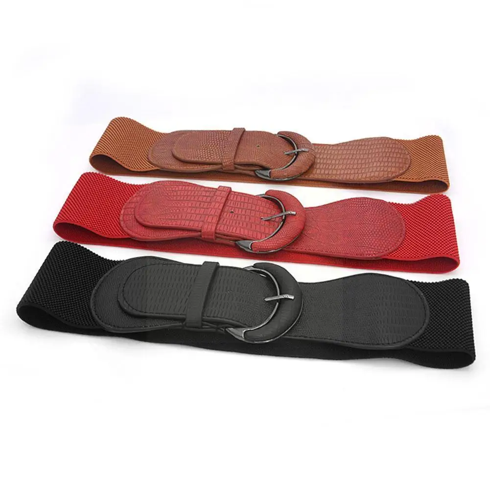 

1pc Fashion All-match Female Wide Belt Slimming Belts For Women Waist Seal Dress Coat Elastic Buckle Decorative Waistband G X0r3