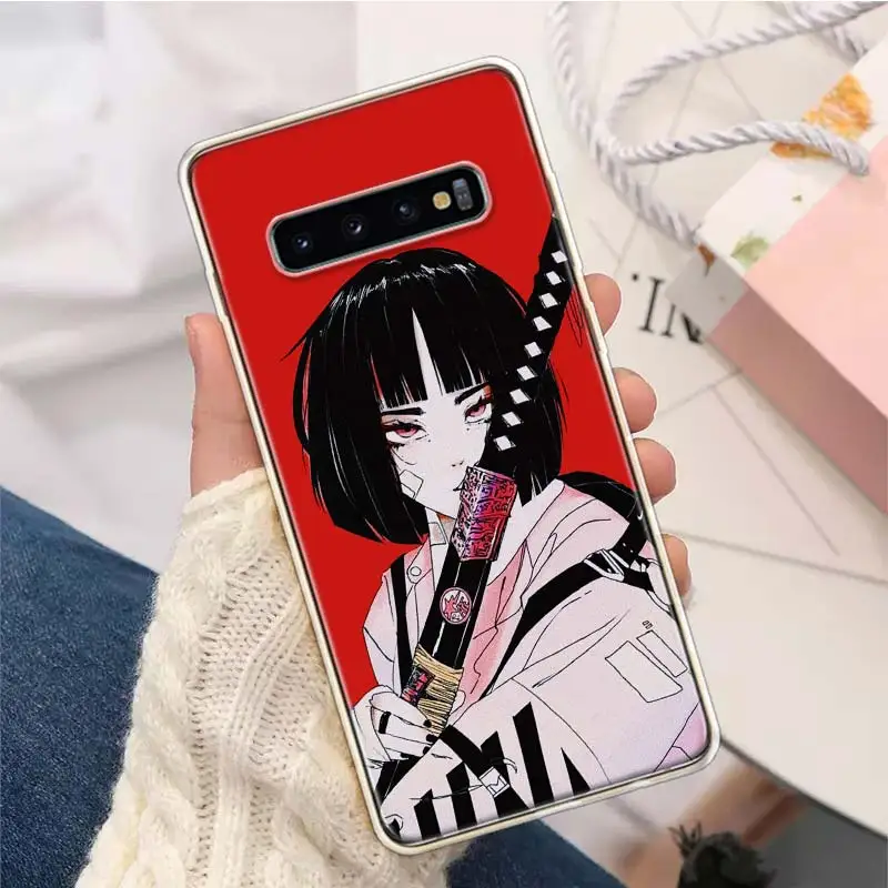 Силиконовый чехол для телефона в японском стиле с аниме девушкой Samsung Galaxy S10 Plus S20