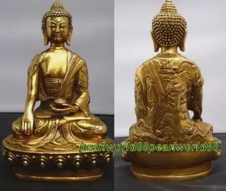 С фигуркой Будда из античной бронзы статуя тибетского буддиса Шакьямуни Дракон ~