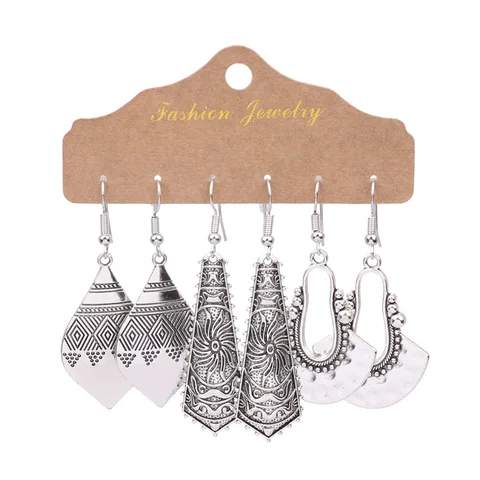 Серьги-капельки тибетские цинковый сплав