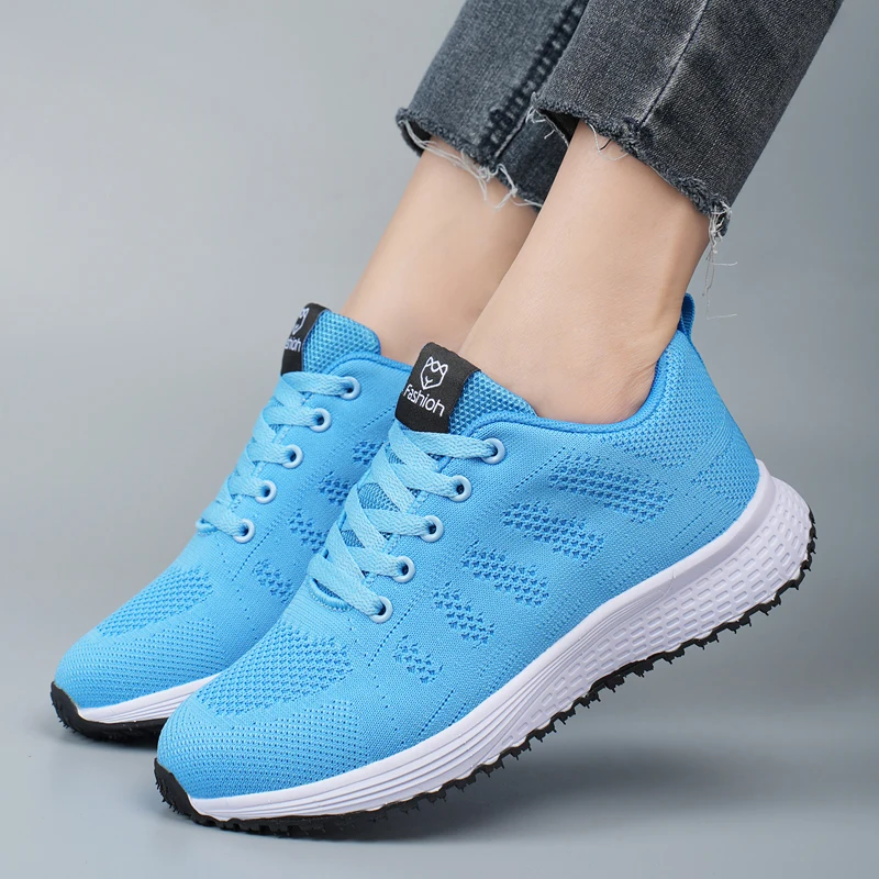 Women Sports Shoes for Women Summer 2023 Casual Tennis Shoes Breathable Walking Mesh Lace Up Flat Running Shoes Sneakers Female