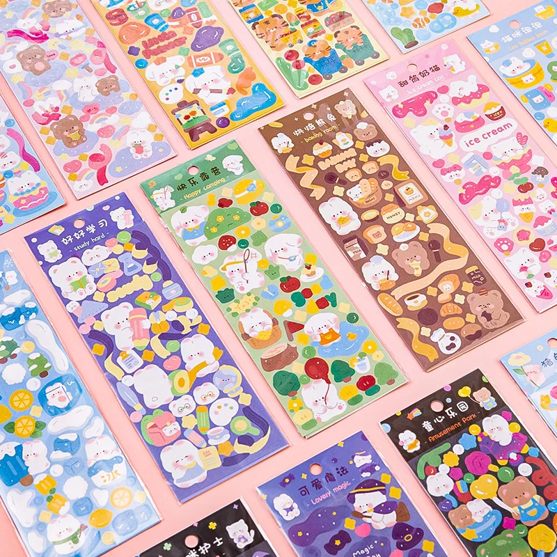 

10PCS Kawaii Pegatinas Stationery Stickers For Kids Girls Lovely Scrapbooking Supplies Deco Aesthetic Mushroom Cartoon Icecream