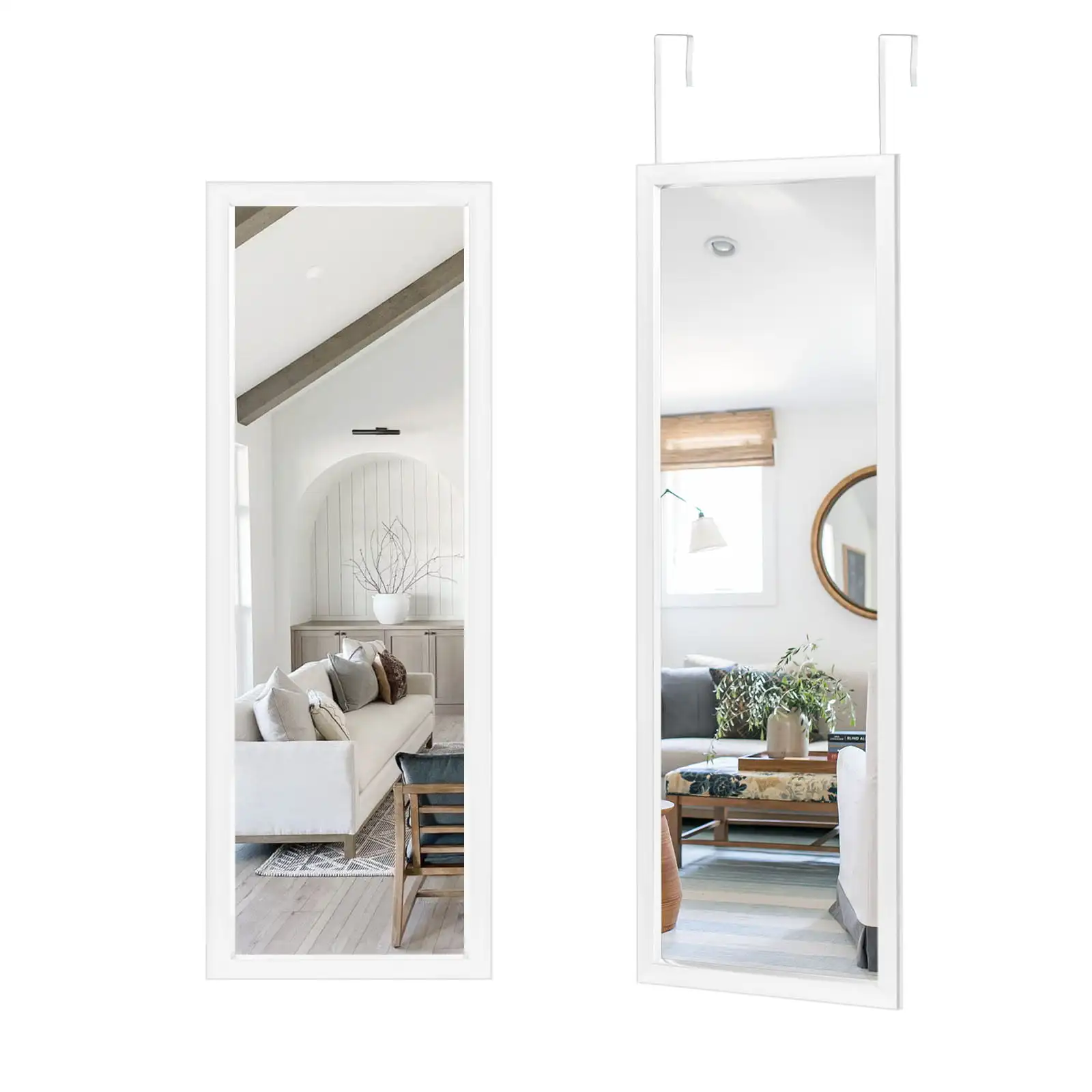 

Зеркало дверное настенное Полноразмерное, для гостиной, спальни, 47*18 дюймов, белое
