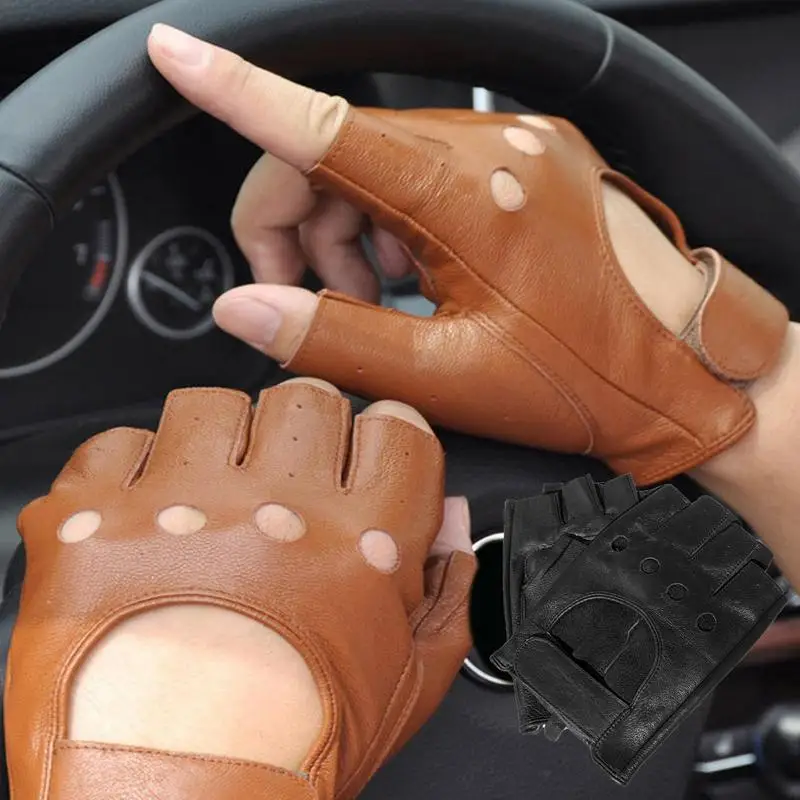 

Summer Leather Fingerless Motorcycle Gloves Bicycle Motocross MTB Tactica l Driving Gloves Men Racing Cycling Protective Gear