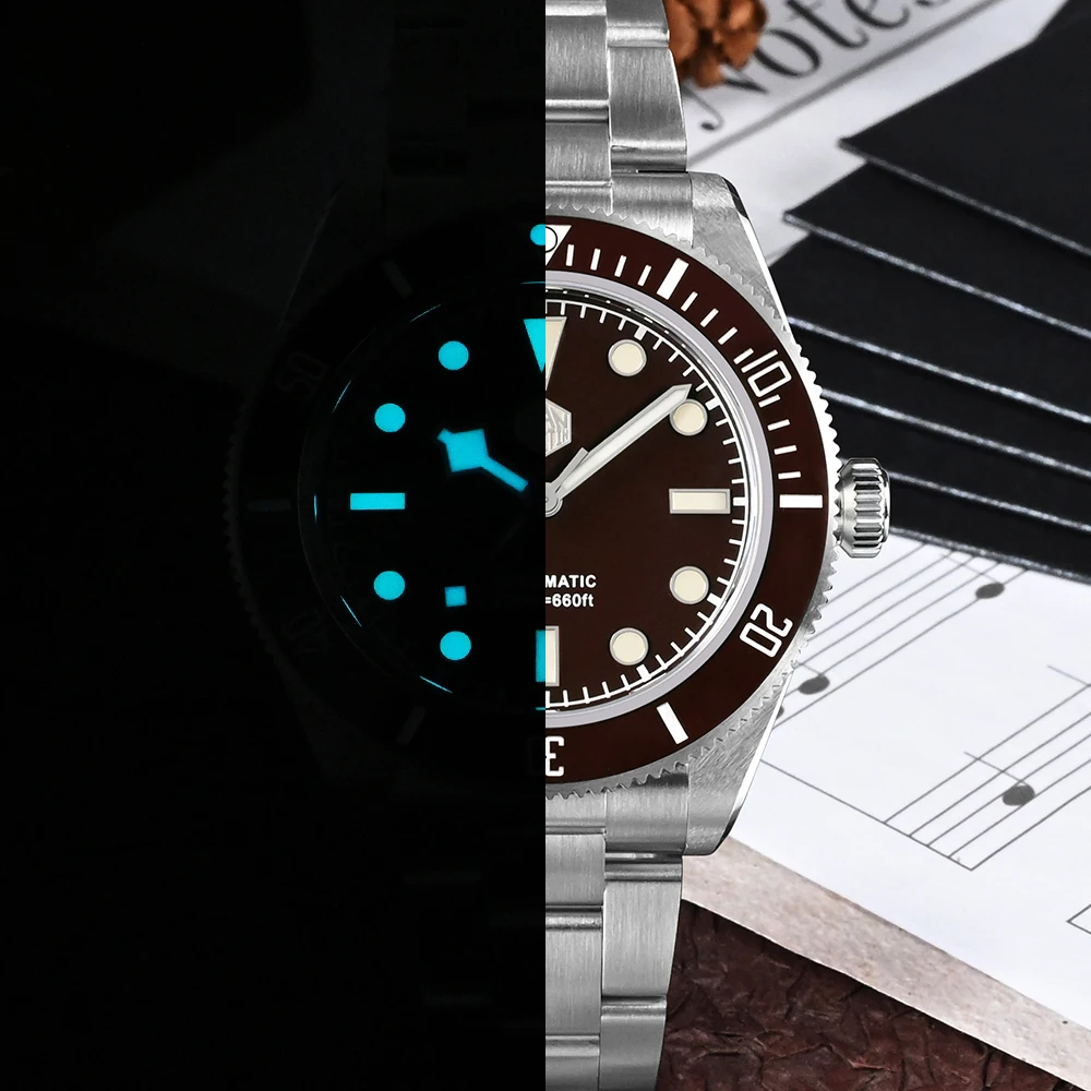 Скидка Мужские часы San Martin Diver BB58 в стиле ретро, роскошный водный призрак, автоматический механический винтовой браслет, сапфировый 20 бар, светящийс...