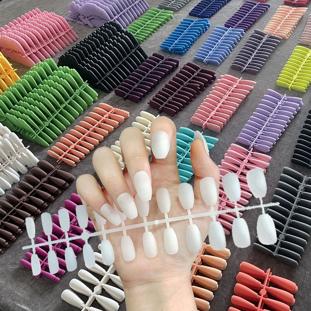 

Hot 24pcs Solid Color Frosted Short Matte Strips False Nail Beauty Nail Art Artificial Fingernails Manicure Free Shipping Items