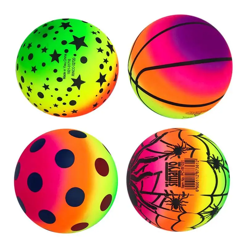 

6 Inch Playground Ball Rubber Playground Balls For Kids Rainbow PVC Sports Kickball For Kids Handball For Indoor And Outdoor