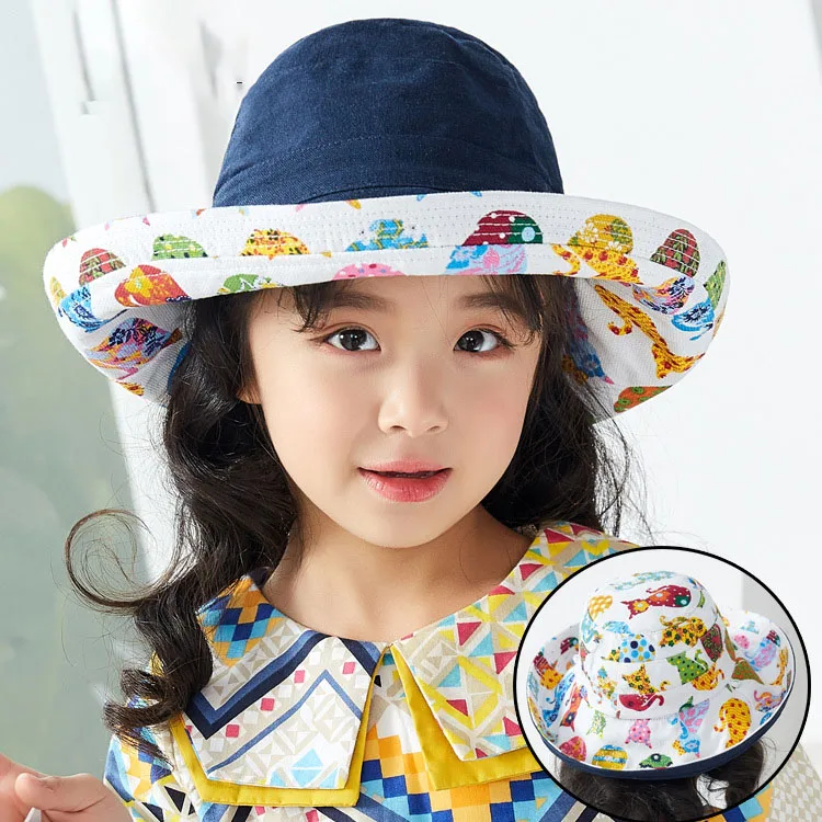 Children's Hat Sun Visor Cute double-sided fisherman's Hat Boys And Girls Fashion Basin Cap Sun Hat Free Shipping Girl Caps