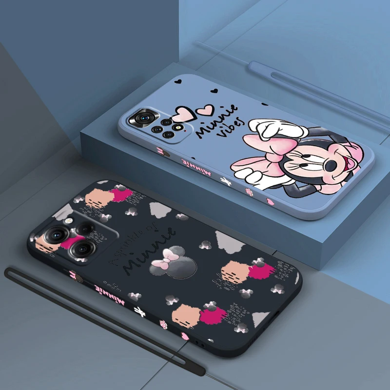 

Pink Minnie Cartoon For Xiaomi Redmi Note 12 11 11T 10 10S 9 9S 9T 8 8T 7 Pro Plus Speed Liquid Left Rope Phone Case
