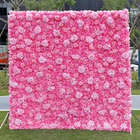pink floral wall panel artificial wall flower background 3d silk hydrangea rose panel for home party wedding background decor