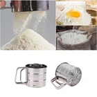 Ручной шейкер для муки из нержавеющей стали, сетчатый сито, чашка для глазировки, сахара, инструмент для выпечки, полуавтоматический фотоавтоматический инструмент для выпечки какао-порошка