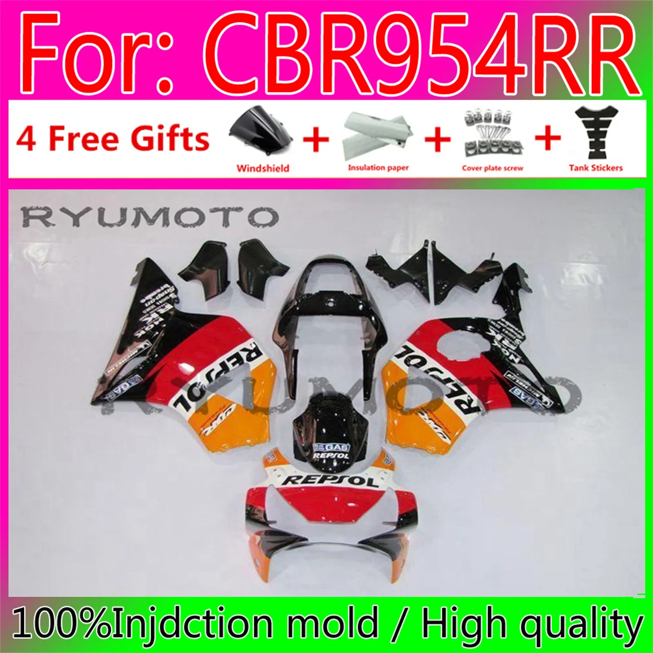 

ABS новый комплект обтекателей для HONDA 2002 2003 CBR900RR CBR954RR 02 03 CBR 900CC 954 900 954RR CBR900 CBR954 RR обтекатель