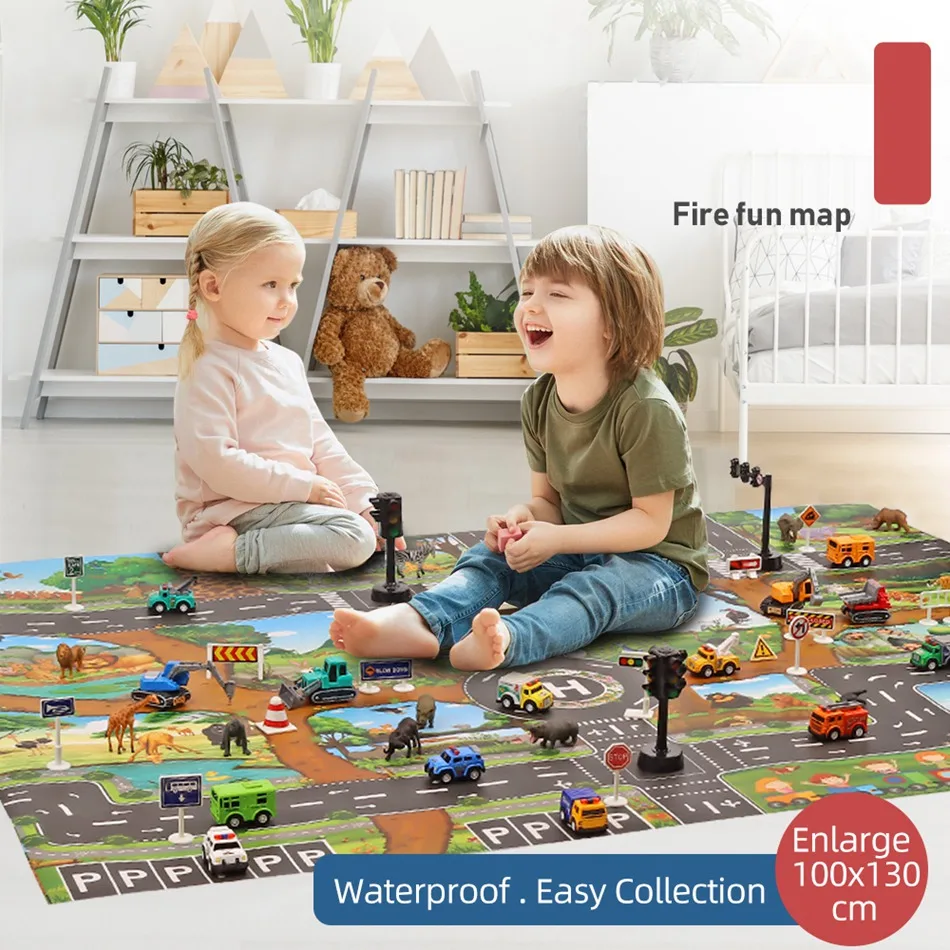 

Children Playmat Toddler Toys Baby Farm Road Carpet Kids Activity Surface Non-Toxic Rugs Animal Road Waterproof Mat 100x130cm