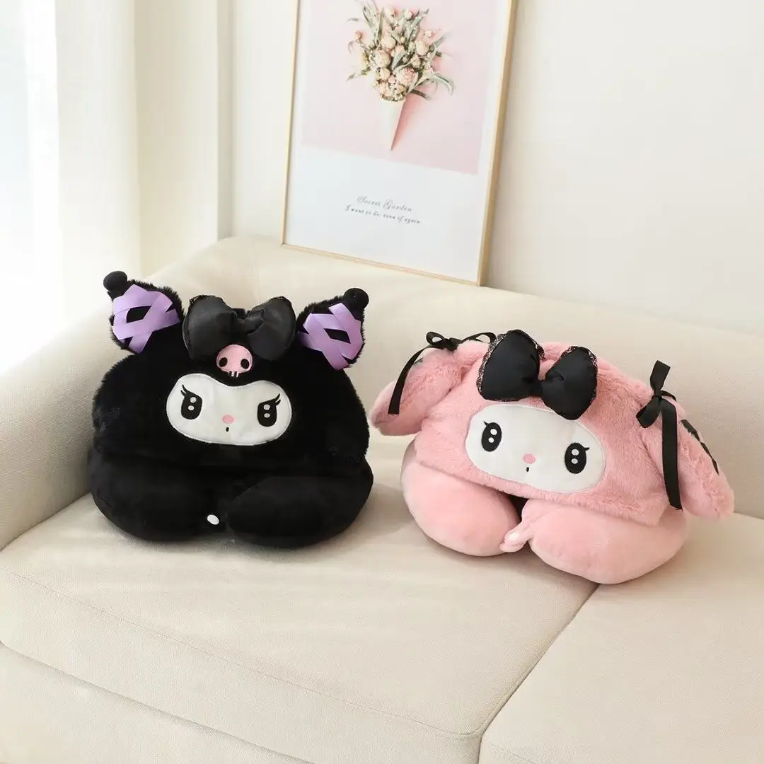 

Подушка для шеи Sanrio Kawaii My Melody Kuromi мультяшная Милая U-образная подушка с капюшоном Ins аниме офисная подушка для обеда шейного отдела подарок