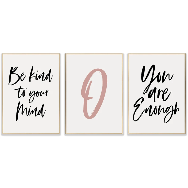 

Minimalism Pink Art Letters Quote Canvas Paintings Be Kind To Your Mind Posters and Prints Nordic Wall Pictures for Living Room