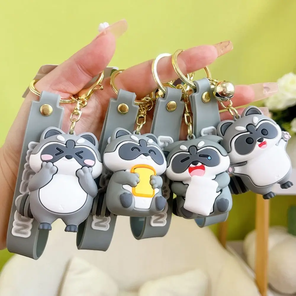 

Cartoon Raccoon Animal Doll Keychain Fashion Couple Keyring Accessorie Cute Girl Backpack Decoration Women Bag Pendant Gift