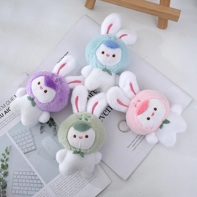 

Cute Rabbit Keychain Cartoon Kawaii Soft Stuffed Bunny Trinkets Keyring Bag Pendant Charms Car Key Accessories For Girl Gift