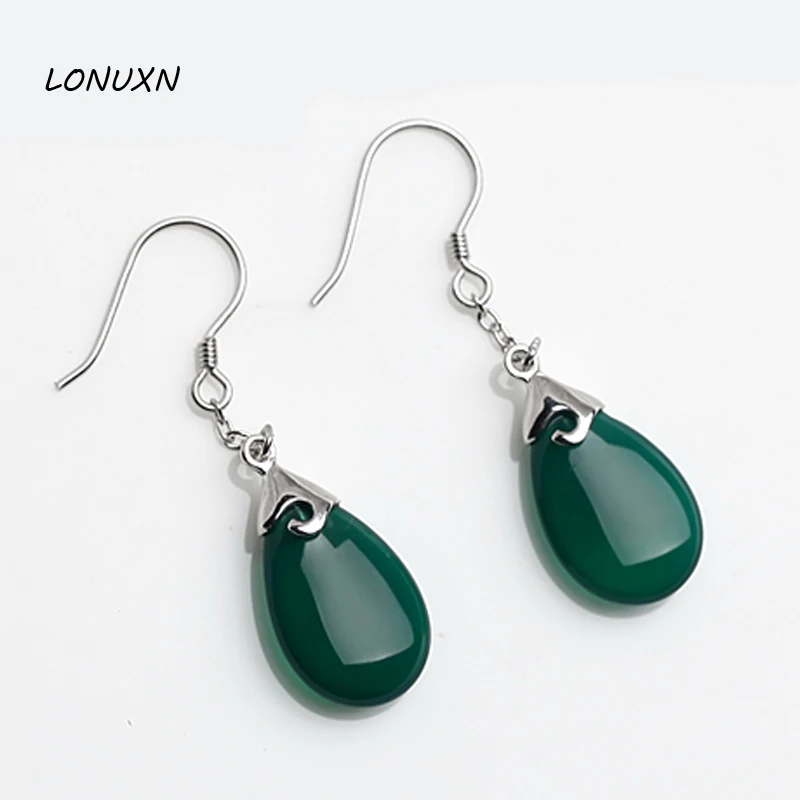 

Женские серьги-подвески из серебра 925 пробы с натуральными камнями