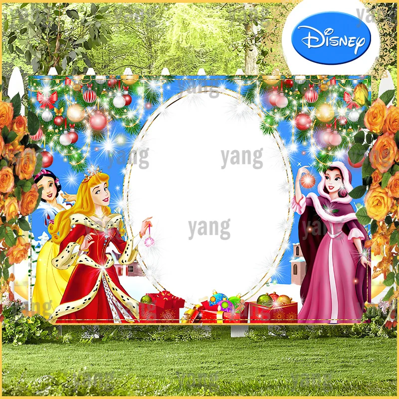 Magic Mirror Backdrop Disney Princess Snow White Aurora Lively Newborn Christmas Party Custom Colorful Backgrounds Decoration