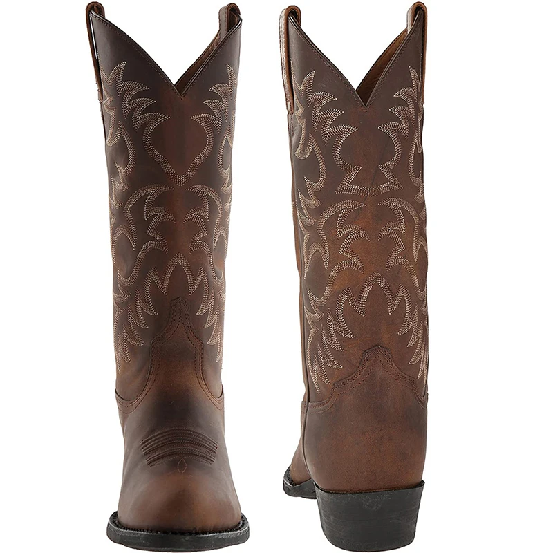 Модная мужская обувь мужские кожаные ботинки средней длины с винтажной вышивкой