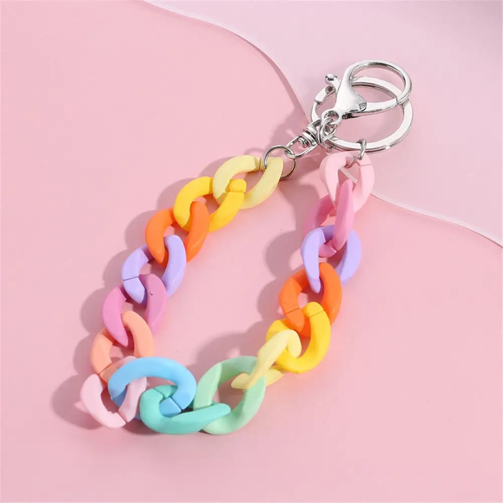 Fashion Jewelry Colorful Keys Rope Girls Lady Phone Lanyard Acrylic Chain Phone Case Hanging Cord Mobile Phone Chain