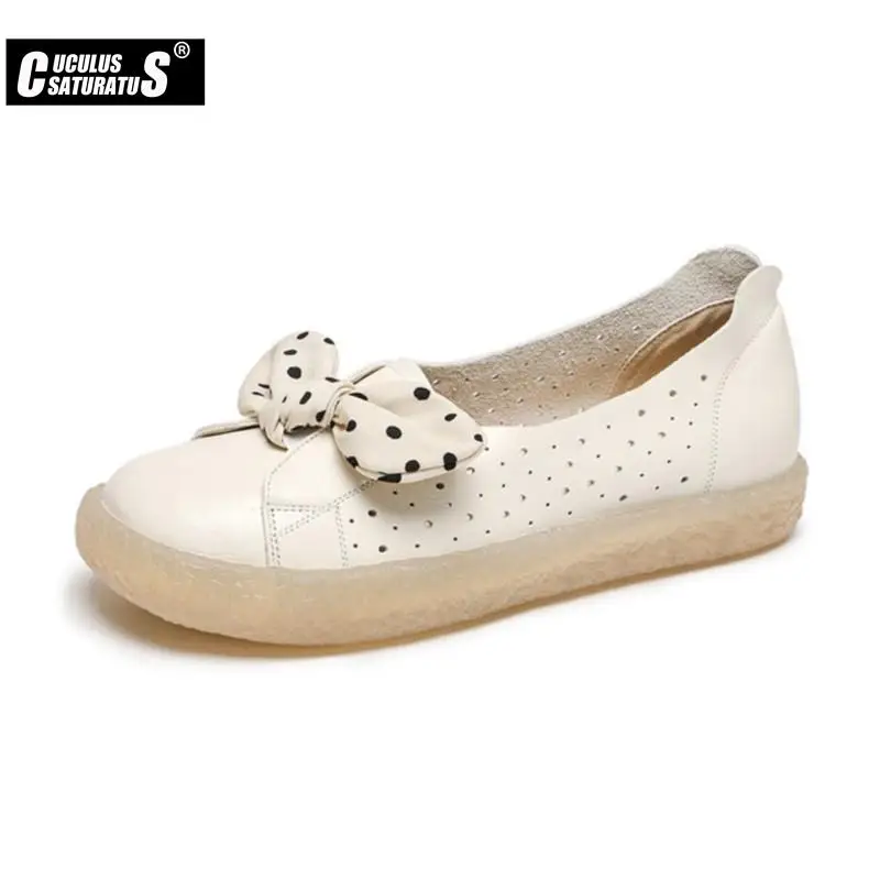 

New Women Shoes Fisherman Shoes Woman Cow Leather Mesh Breathable Flats Soft bottom Women Peas Shoes Womans Slip-on Flats Shoes