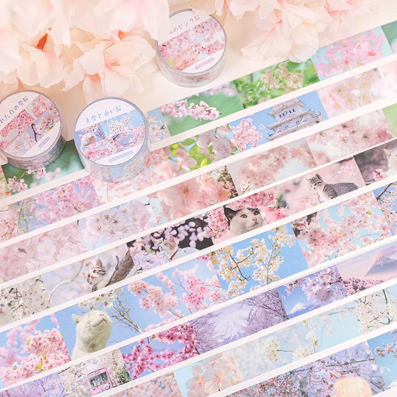 

Cherry Blooms And Cats Washi Tape Japanese Masking Decorative Tapes For Diy Crafts Arts Journal Planners Scrapbooking Adhesive