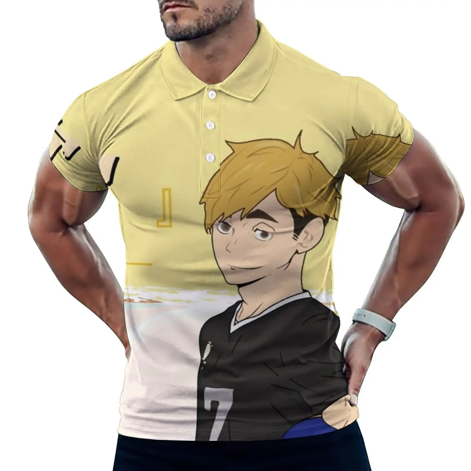 

Рубашка-поло Miya Atsumu с аниме, Повседневная рубашка Skyness Haikyuu, летние уличные футболки, мужские топы большого размера с коротким рукавом и воро...