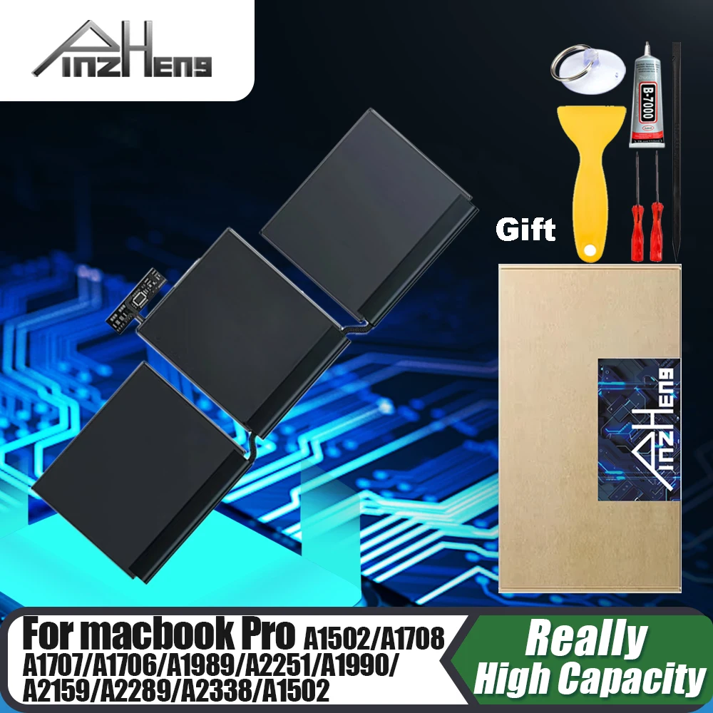 PINZHENG Аккумулятор для ноутбука Macbook Pro 13 дюймов A1502 A1706 A1989 A2159 A2251 A2289 A2338 15 A1493 A1582 A1707