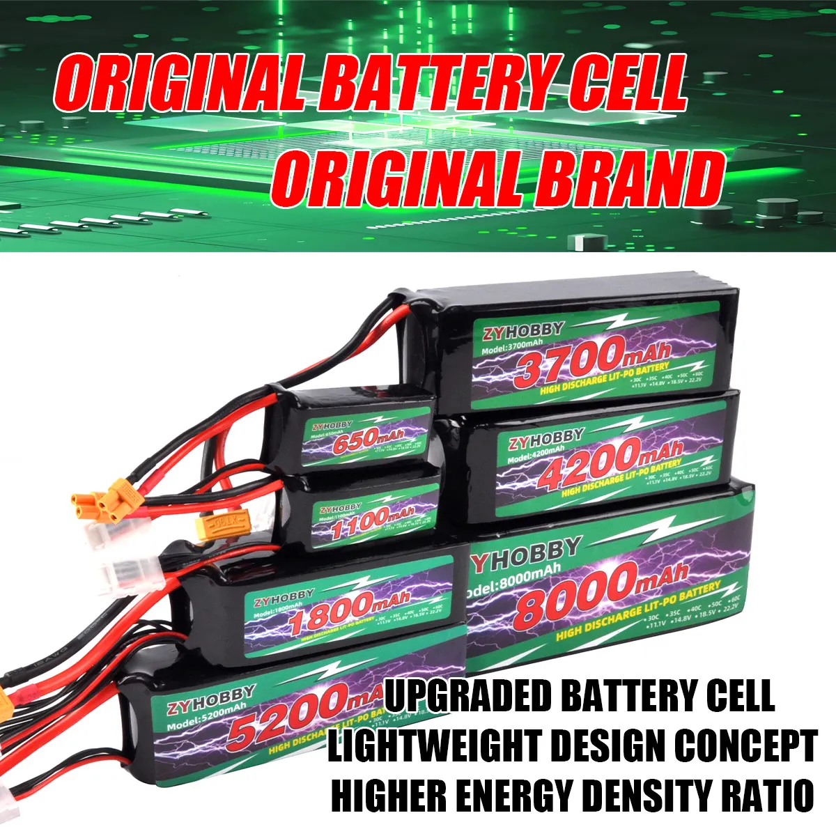 Фото ZYHOBBY 3S 4S 6S RC Lipo Батарея 11,1 В 14,8 В 22,2 В 1100 мАч 3700 мАч 5200 мАч 8000 мАч XT30 XT60 XT90 RC Запчасти для самолетов Вертолеты №3