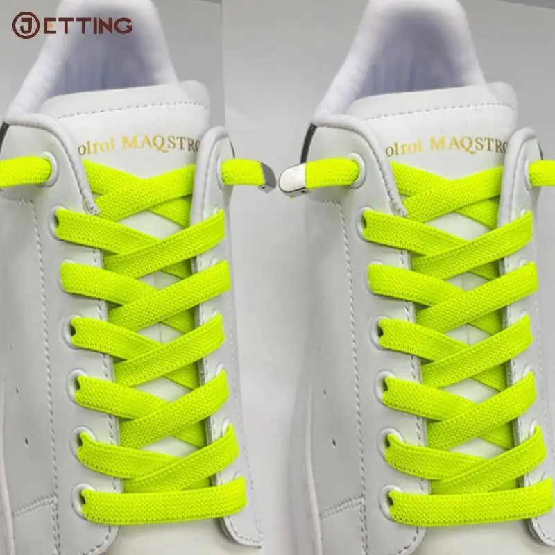 

1Pair New No Tie Shoe Laces Elastic Laces Sneakers Metal Buckle Lazy Shoelaces Children's Colorful Creative Sports Laces