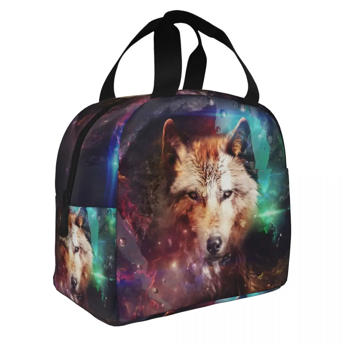 Animal - Wolf Lunch Bento Bags Portable Aluminum Foil thickened Thermal Cloth Lunch Bag for Women Men Boy