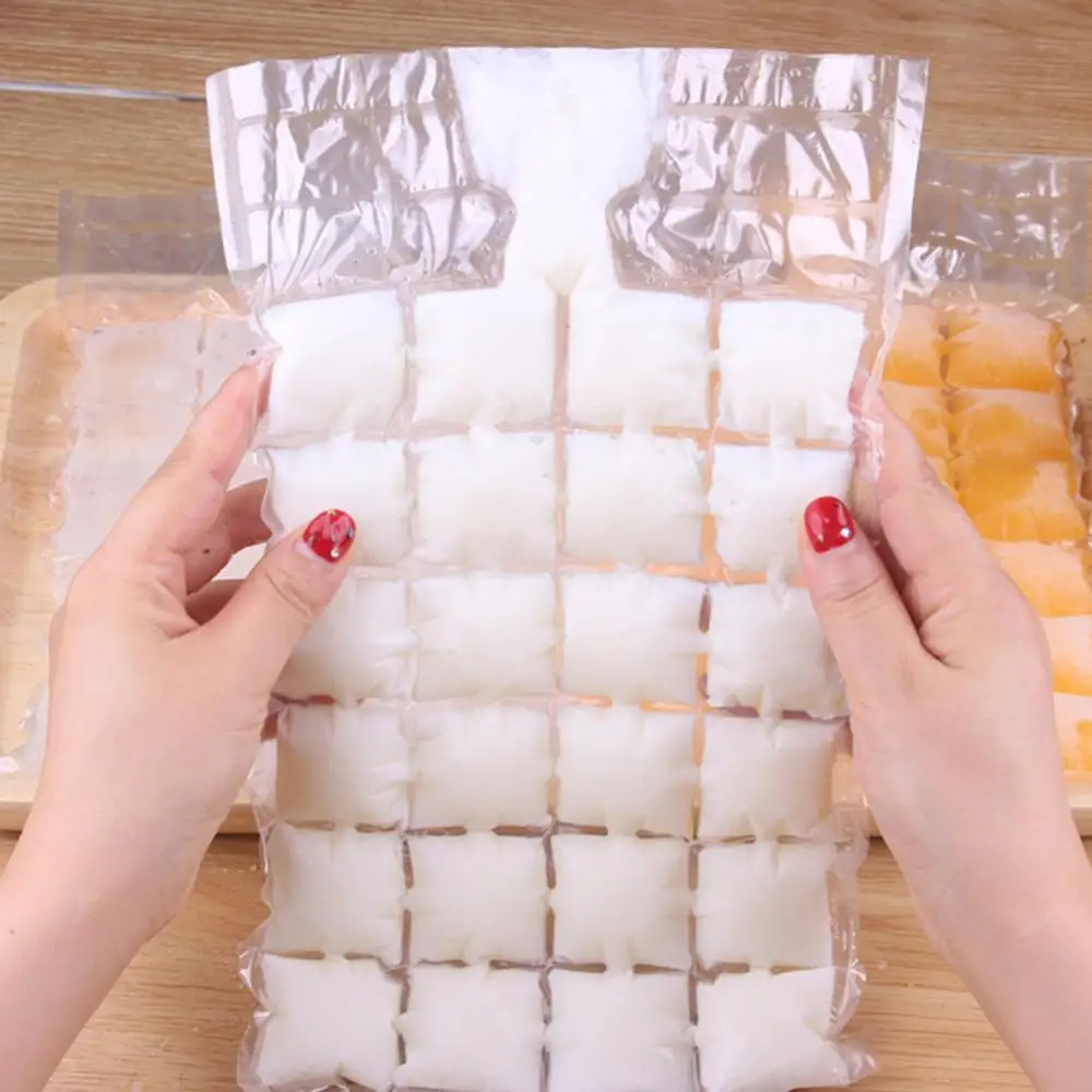 

50Pcs/5Bags 28-Cell Self Sealing Ice Cube Making Bag Mold Pouch Kitchen Bar Tool