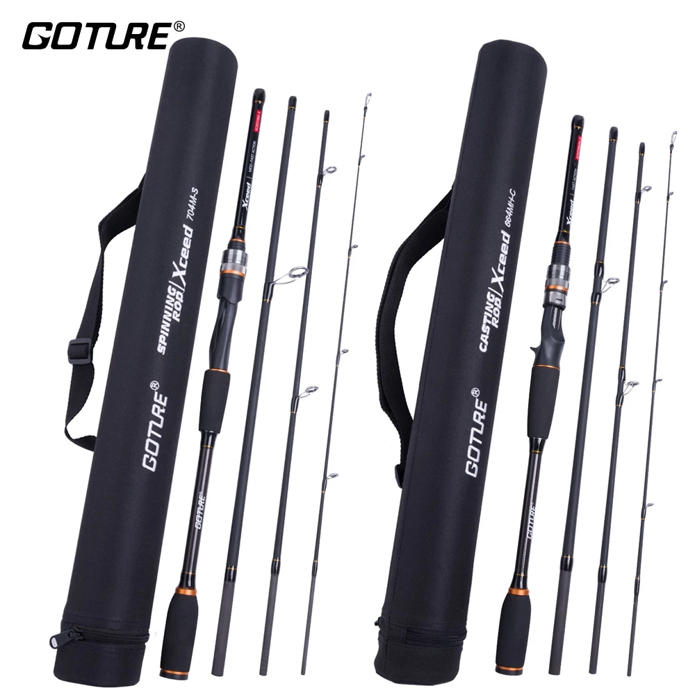 

Goture Xceed 4-piece Ultralight Spinning Casting Rod 1.98m-3.0m M MH Carbon Fiber Travel Lure Fishing Rod Trout Rod with Cloth