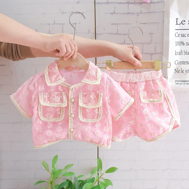 Girls 1 To 6 Years Clothing Sets Summer Children Fashion Sleeveless Shirts Shorts 2pcs Tracksuits For Baby Kids Party Suits 2022