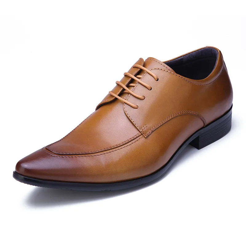 

Handmade Men's Formal Leather Shoes Pointed Toe Fashion Banquet Luxurious Cowhide Male Shoes Suit Genuine Leather Wedding Shoes