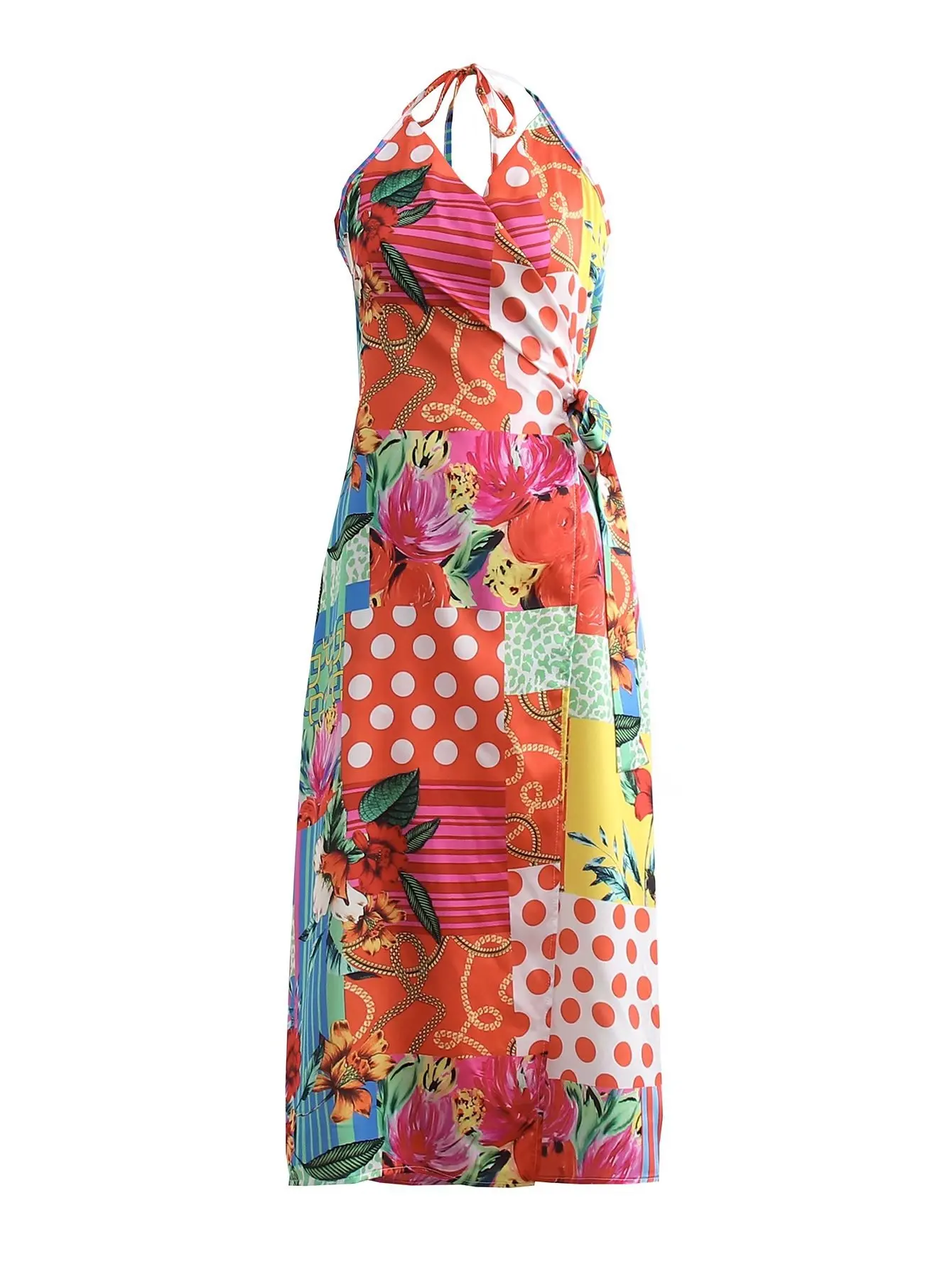 

2022 New Women's Fashion Print Waist Slim Suspender Dress Long Skirt